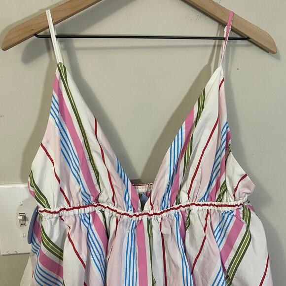 Hill House NWT The Gigi Dress Rainbow Stripe Ruffle Tiered Mini Dress Sz XXL - Picture 3 of 12